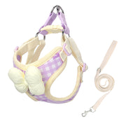 Bowknot Plaid Dog Harness & Leash