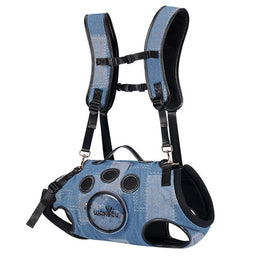 Wakytu* Leather-Denim Pet Backpack Carrier