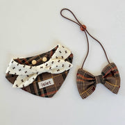 Cute Plaid Bow Pet Bib