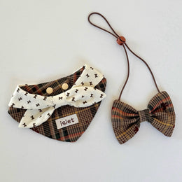 Cute Plaid Bow Pet Bib