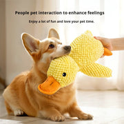 Puppy Calming Duck Chew Toy - Squeaky Plush Teeth Cleaning Pillow