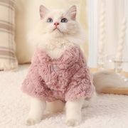 Warm Brushed Rabbit Fur Cat Coat