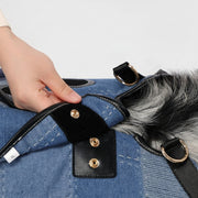 Wakytu* Leather-Denim Pet Backpack Carrier