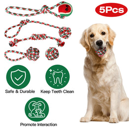 Christmas Dog Rope Chew Toys Set